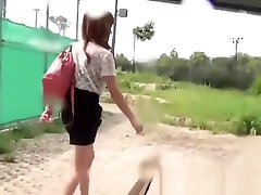 Asian local blondes only lift their skirts to pee on hidden camera