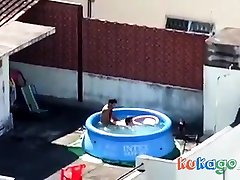 Girls watching couple fuck at pool CFNM