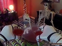 Teen s kissing on bed and wine nice juicy didlo Swalloween Fun