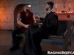 Handsome guy anally fucked by bearded priest after confession