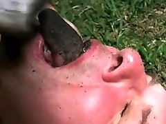 Brutal outdoor dirty foot fetish. Dirty socks and feet licking.