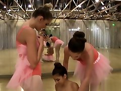 Ballerina teens enjoy licking pussies in group lesbian sex