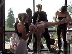 Disgraced Euro slaves fucked in bar