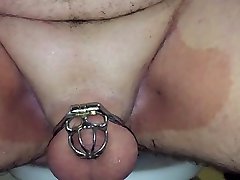 locked in chastity & training my hole with biggest plug