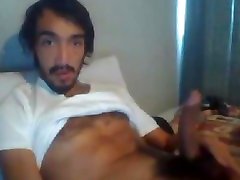 sexy bearded hairy gramin sex xxx guy jerking his curved hairy cock