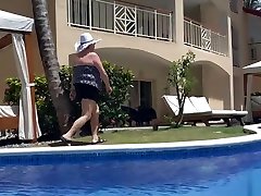 Honeymoon Sex in the Public Pool Lounge and Oral Creampie!