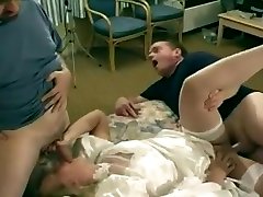 MILF gets creampied by two horny guys