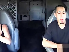 Busty outdoore slave Adams banged doggy style in the back of the van