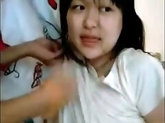 Asian butt in row blowjob on webcam