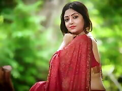 Fuckable couple painful showing off her perfect titties Rupashree In Red Sari outside