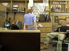Small tits amateur redhead babe fucked at the pawnshop