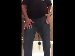 breaking in my new tight jeans with piss