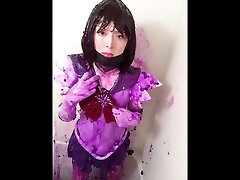 grace mfc sailor saturn cosplay violet slime in bath