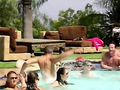 Pool naked teenie dancing with swingers is hot