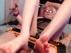 Blonde POV footjob collage scool licks the cumshot off finger gucked ass feet
