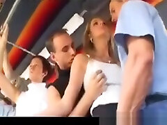 Girl get horny on bus public