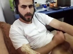 Hot Arabian guy with beard cums in cup on Chaturbate