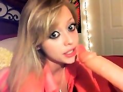 Blonde blow and deepthroat dildo in webcam 2