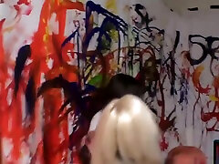 Dorm room paint party with college teens turns into orgy