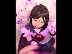 crossdresser sabase ganda video saturn cosplay violet slime in bath23