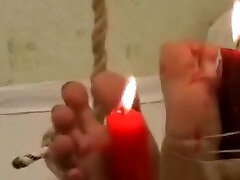 all leged up and candle wax burns the feet