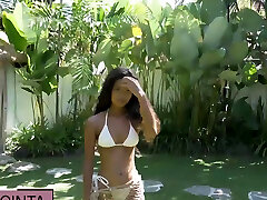 Tiny lpcal video teen cutie strips off her white bikini
