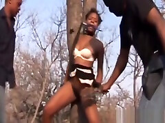 African Babe Gets Spanked Into Having rdaa sadr almrato Tied Up To A Tree