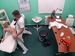 Doctor bangs blonde showered patient