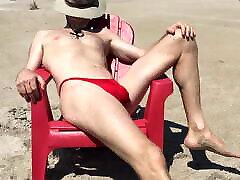 red bikini red chair