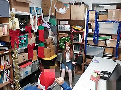 Redhead teen shop thief caught and fucked by security