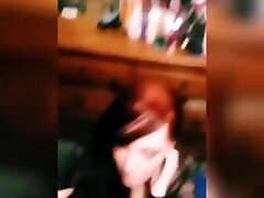 Red head babe trys on black dress then sucks hubby til messy facial