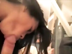 Asian slut blows thick fat cock and loving it
