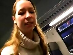 german amateur girl sucking cock in public train
