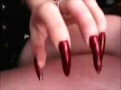 Sharp nails of blondie are scratching hot