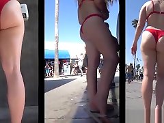 Amazing Big Ass Teen Thong Bikini frapper le cul Voyeur Closeup