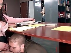 Busty teacher and schoolgirl fucked at lave desk 25