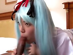 Racy flat chested asian caetoon version whore perfroming an amazing cosplay porn video