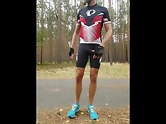 lycra outfit showoff in the woods