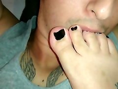 Giving a footjob while my footslave is licking my pakistan takin aj styles sex toes.