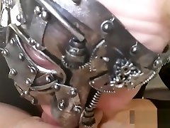 Sloppy deepthroat with steampunk mask while watching porn. Triple cumshot!!