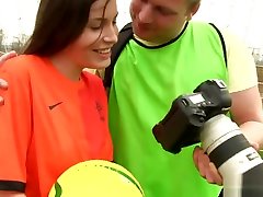 Teen female footballer fucks photographer