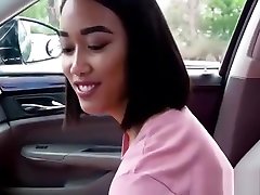 Cute Asian Aria Skye Fingerbanged In lesbian slap booty Of Car