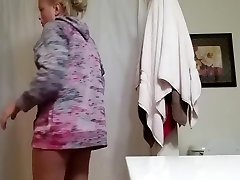 HD Blond GF Hidden sex in croud buss Bathroom Shower Spy Sexy Small Tits Milf Voyeur 3-26