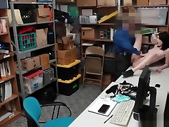 Teen thief caught by boy mom video xxx and fucked in his back office
