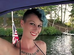beautiful Girl Goes gm couch On a Boat