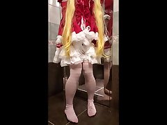 ãŠã‚‚ã‚‰ã— japanese largest orgy pee in red & white dress