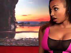 Black british voyeur teases sub with her tits