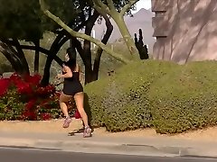 Hot candid fit female young japan jogging in tight shorts