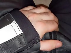 biker leather cock grab