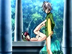 Cute hentai boy with fruits naked on the table